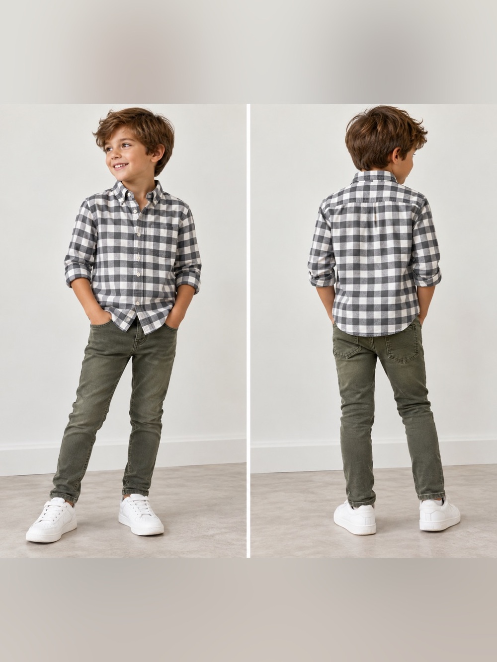 J. Crew Button Down Zara Olive Green Slim Stretch Jeans Boys
